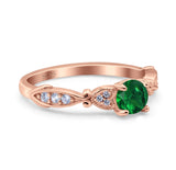 Heart Filigree Art Deco Wedding Bridal Ring Round Simulated Cubic Zirconia 925 Sterling Silver