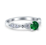 Heart Filigree Art Deco Wedding Bridal Ring Round Simulated Cubic Zirconia 925 Sterling Silver