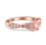 Heart Filigree Art Deco Wedding Bridal Ring Round Simulated Cubic Zirconia 925 Sterling Silver