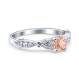 Heart Filigree Art Deco Wedding Bridal Ring Round Simulated Cubic Zirconia 925 Sterling Silver