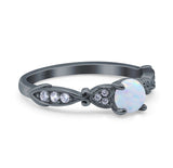 Heart Filigree Art Deco Wedding Bridal Ring Round Simulated Cubic Zirconia 925 Sterling Silver
