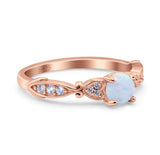 Heart Filigree Art Deco Wedding Bridal Ring Round Simulated Cubic Zirconia 925 Sterling Silver