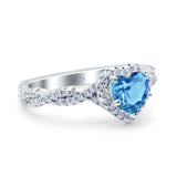 Art Deco Heart Infinity Wedding Bridal Ring Simulated Cubic Zirconia 925 Sterling Silver