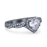 Art Deco Heart Infinity Wedding Bridal Ring Simulated Cubic Zirconia 925 Sterling Silver