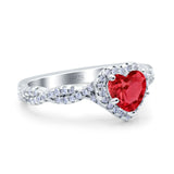 Art Deco Heart Infinity Wedding Bridal Ring Simulated Cubic Zirconia 925 Sterling Silver