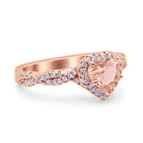 Art Deco Heart Infinity Wedding Bridal Ring Simulated Cubic Zirconia 925 Sterling Silver