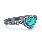 Art Deco Heart Infinity Wedding Bridal Ring Simulated Cubic Zirconia 925 Sterling Silver