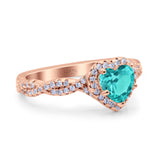 Art Deco Heart Infinity Wedding Bridal Ring Simulated Cubic Zirconia 925 Sterling Silver