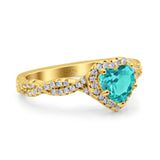 Art Deco Heart Infinity Wedding Bridal Ring Simulated Cubic Zirconia 925 Sterling Silver