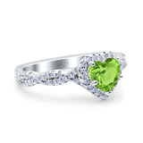 Art Deco Heart Infinity Wedding Bridal Ring Simulated Cubic Zirconia 925 Sterling Silver