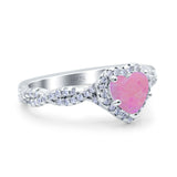 Art Deco Heart Infinity Wedding Bridal Ring Simulated Cubic Zirconia 925 Sterling Silver