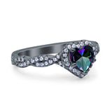 Art Deco Heart Infinity Wedding Bridal Ring Simulated Cubic Zirconia 925 Sterling Silver