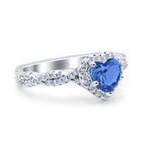 Art Deco Heart Infinity Wedding Bridal Ring Simulated Cubic Zirconia 925 Sterling Silver