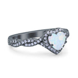 Art Deco Heart Infinity Wedding Bridal Ring Simulated Cubic Zirconia 925 Sterling Silver