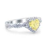 Art Deco Heart Infinity Wedding Bridal Ring Simulated Cubic Zirconia 925 Sterling Silver