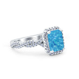 Art Deco Emerald Cut Infinity Wedding Bridal Ring Simulated Cubic Zirconia 925 Sterling Silver