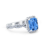 Art Deco Emerald Cut Infinity Wedding Bridal Ring Simulated Cubic Zirconia 925 Sterling Silver