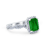 Art Deco Emerald Cut Infinity Wedding Bridal Ring Simulated Cubic Zirconia 925 Sterling Silver