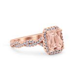 Art Deco Emerald Cut Infinity Wedding Bridal Ring Simulated Cubic Zirconia 925 Sterling Silver