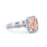 Art Deco Emerald Cut Infinity Wedding Bridal Ring Simulated Cubic Zirconia 925 Sterling Silver