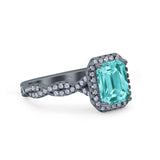 Art Deco Emerald Cut Infinity Wedding Bridal Ring Simulated Cubic Zirconia 925 Sterling Silver