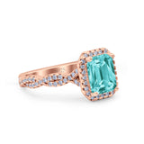 Art Deco Emerald Cut Infinity Wedding Bridal Ring Simulated Cubic Zirconia 925 Sterling Silver