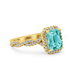 Art Deco Emerald Cut Infinity Wedding Bridal Ring Simulated Cubic Zirconia 925 Sterling Silver