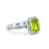 Art Deco Emerald Cut Infinity Wedding Bridal Ring Simulated Cubic Zirconia 925 Sterling Silver