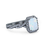 Art Deco Emerald Cut Infinity Wedding Bridal Ring Simulated Cubic Zirconia 925 Sterling Silver