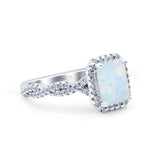 Art Deco Emerald Cut Infinity Wedding Bridal Ring Simulated Cubic Zirconia 925 Sterling Silver