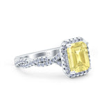 Art Deco Emerald Cut Infinity Wedding Bridal Ring Simulated Cubic Zirconia 925 Sterling Silver