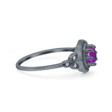 Art Deco Wedding Bridal Ring Marquise Design Round Simulated Cubic Zirconia 925 Sterling Silver