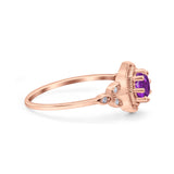 Art Deco Wedding Bridal Ring Marquise Design Round Simulated Cubic Zirconia 925 Sterling Silver
