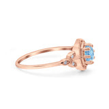 Art Deco Wedding Bridal Ring Marquise Design Round Simulated Cubic Zirconia 925 Sterling Silver