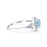 Art Deco Wedding Bridal Ring Marquise Design Round Simulated Cubic Zirconia 925 Sterling Silver