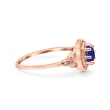 Art Deco Wedding Bridal Ring Marquise Design Round Simulated Cubic Zirconia 925 Sterling Silver