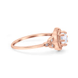 Art Deco Wedding Bridal Ring Marquise Design Round Simulated Cubic Zirconia 925 Sterling Silver