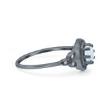 Art Deco Wedding Bridal Ring Marquise Design Round Simulated Cubic Zirconia 925 Sterling Silver