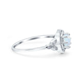 Art Deco Wedding Bridal Ring Marquise Design Round Simulated Cubic Zirconia 925 Sterling Silver