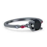 Vintage Style Round Bridal Wedding Engagement Ring Marquise Ruby Simulated Cubic Zirconia 925 Sterling Silver