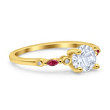 Vintage Style Round Bridal Wedding Engagement Ring Marquise Ruby Simulated Cubic Zirconia 925 Sterling Silver