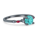 Vintage Style Round Bridal Wedding Engagement Ring Marquise Ruby Simulated Cubic Zirconia 925 Sterling Silver