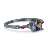 Vintage Style Round Bridal Wedding Engagement Ring Marquise Ruby Simulated Cubic Zirconia 925 Sterling Silver