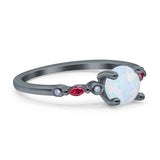 Vintage Style Round Bridal Wedding Engagement Ring Marquise Ruby Simulated Cubic Zirconia 925 Sterling Silver