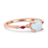 Vintage Style Round Bridal Wedding Engagement Ring Marquise Ruby Simulated Cubic Zirconia 925 Sterling Silver