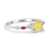 Vintage Style Round Bridal Wedding Engagement Ring Marquise Ruby Simulated Cubic Zirconia 925 Sterling Silver