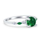 Vintage Style Round Bridal Wedding Engagement Ring Marquise Green Emerald Simulated Cubic Zirconia 925 Sterling Silver