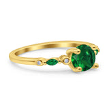 Vintage Style Round Bridal Wedding Engagement Ring Marquise Green Emerald Simulated Cubic Zirconia 925 Sterling Silver