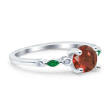 Vintage Style Round Bridal Wedding Engagement Ring Marquise Green Emerald Simulated Cubic Zirconia 925 Sterling Silver