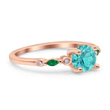 Vintage Style Round Bridal Wedding Engagement Ring Marquise Green Emerald Simulated Cubic Zirconia 925 Sterling Silver